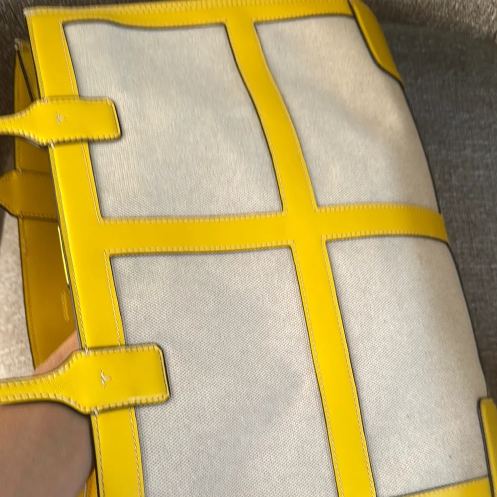 Tory Burch Yellow Trim Canvas Tote